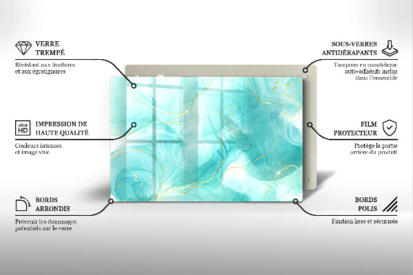 Tábua para corte Abstração azul e dourada