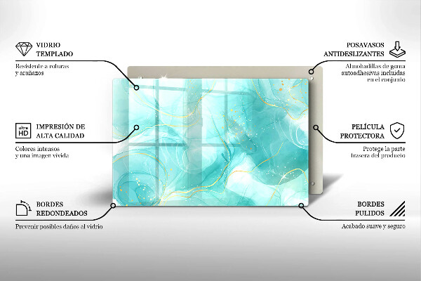 Tábua para corte Abstração azul e dourada
