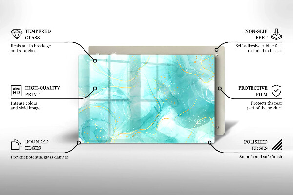 Tábua para corte Abstração azul e dourada