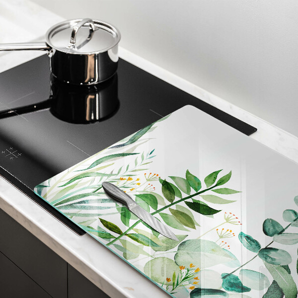 Tábua de corte de vidro Ilustração de folhas de plantas