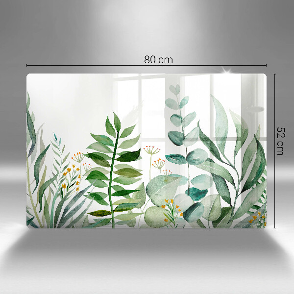 Tábua de corte de vidro Ilustração de folhas de plantas