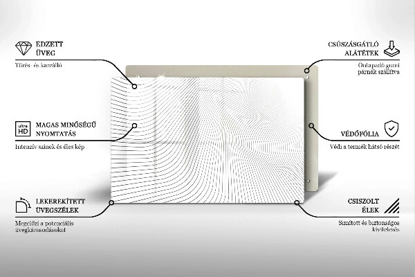 Tábua de corte de vidro Padrão de linha moderno
