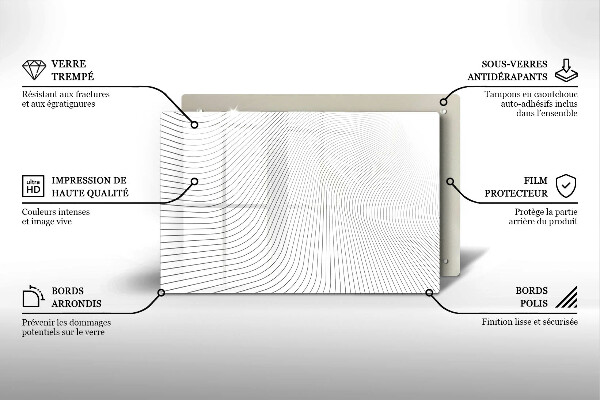 Tábua de corte de vidro Padrão de linha moderno