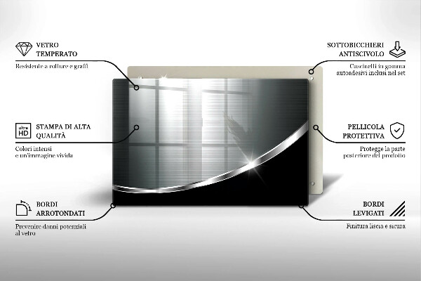 Tábua de cortar alimentos Abstração com metal
