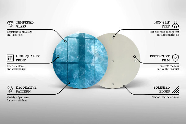 Tábua de corte de vidro Água azul