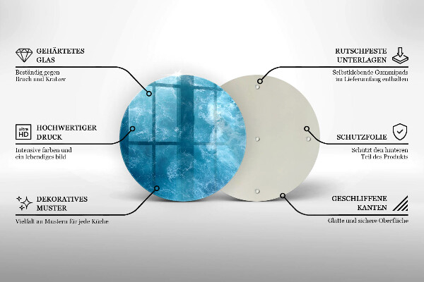 Tábua de corte de vidro Água azul