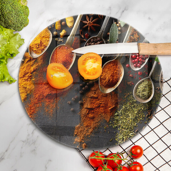 Tábua de corte colheres de especiarias