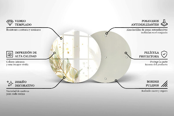 Tábua para corte Aquarela e folhas douradas