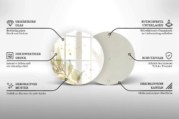 Tábua para corte Aquarela e folhas douradas
