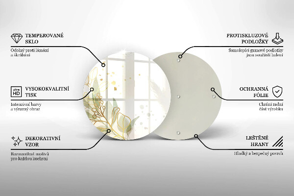 Tábua para corte Aquarela e folhas douradas