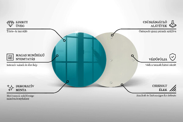 Tábua de corte de vidro Cor turquesa