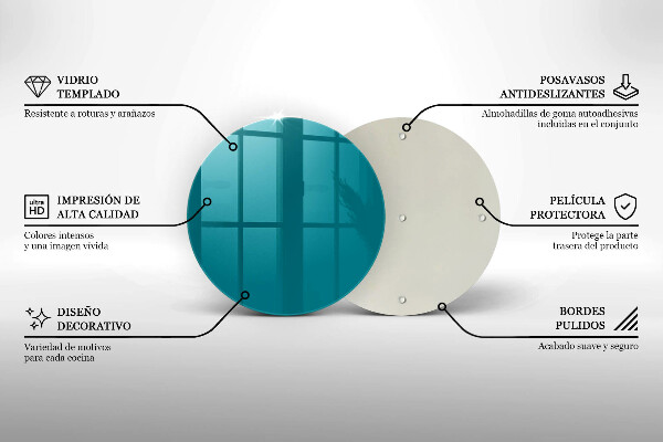 Tábua de corte de vidro Cor turquesa