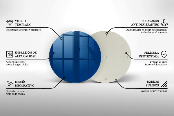 Tábua de cortar de vidro Cor azul