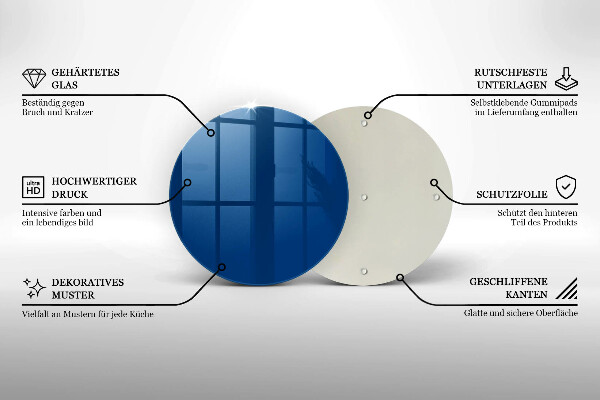 Tábua de cortar de vidro Cor azul