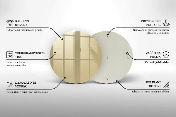 Tábua de corte de vidro Cor bege