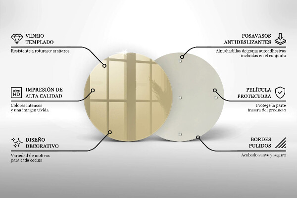 Tábua de corte de vidro Cor bege