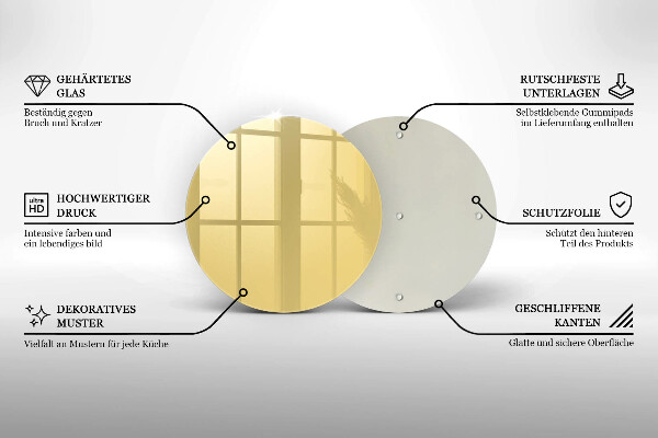 Tábua de cortar de vidro Cor amarela