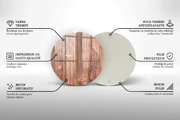 Tábua de cortar de vidro Madeira natural