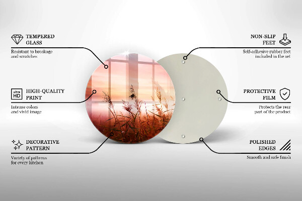 Tábua de vidro Paisagem de campos de grama