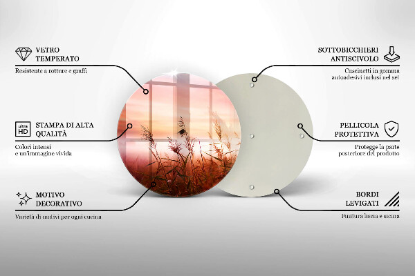 Tábua de vidro Paisagem de campos de grama