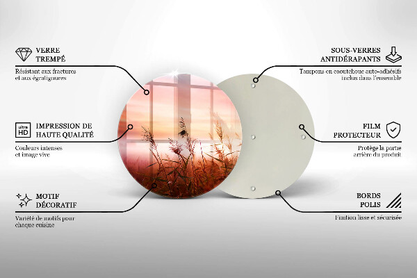 Tábua de vidro Paisagem de campos de grama