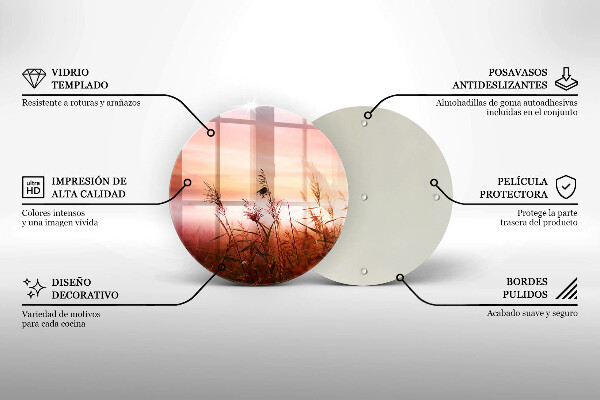 Tábua de vidro Paisagem de campos de grama
