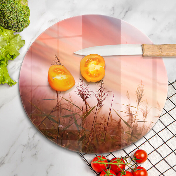 Tábua de vidro Paisagem de campos de grama