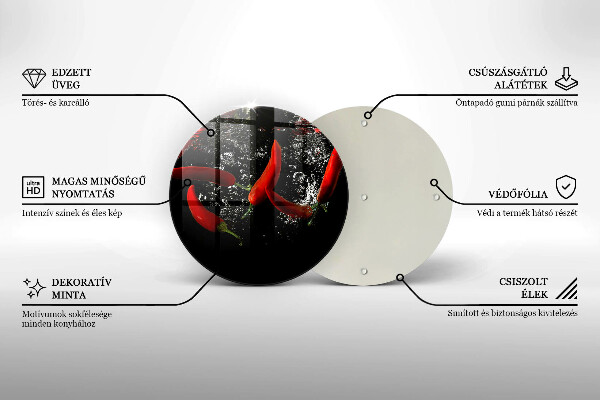 Tábua de corte de vidro Pimentas em água