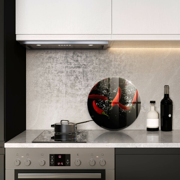 Tábua de corte de vidro Pimentas em água