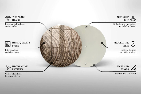 Tábua para cozinha Anéis de árvores de madeira