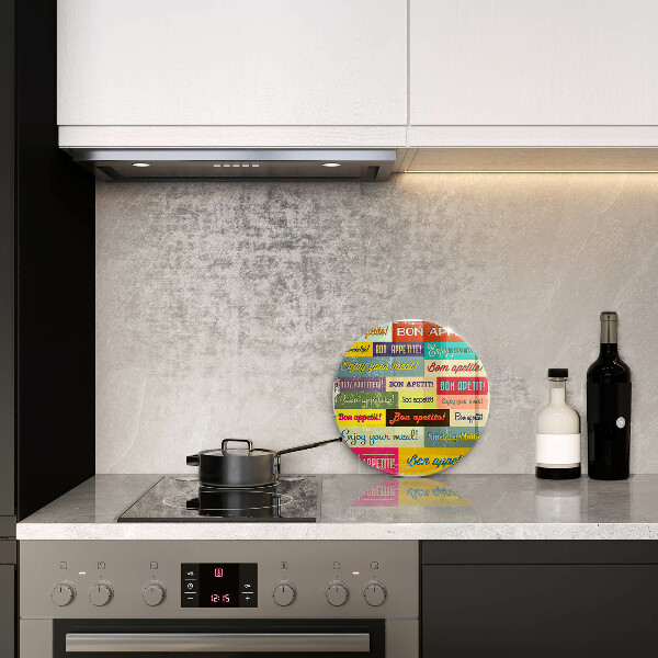 Tábua de cortar de vidro Bon appetit legendas idiomas