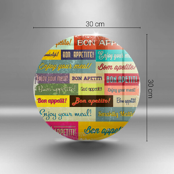Tábua de cortar de vidro Bon appetit legendas idiomas