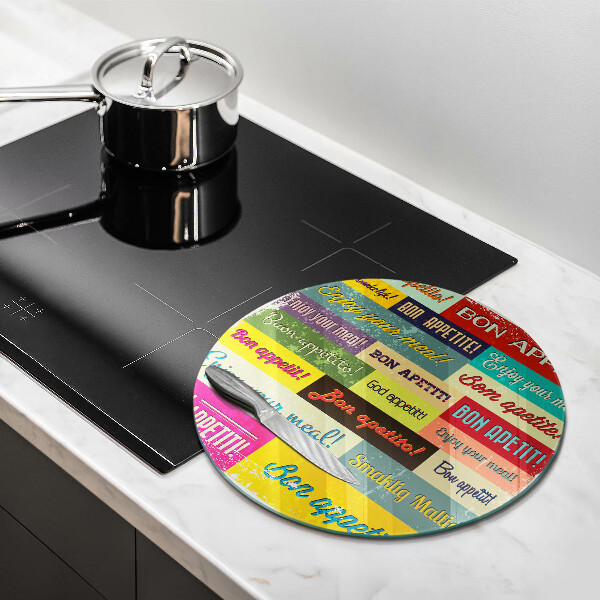 Tábua de cortar de vidro Bon appetit legendas idiomas