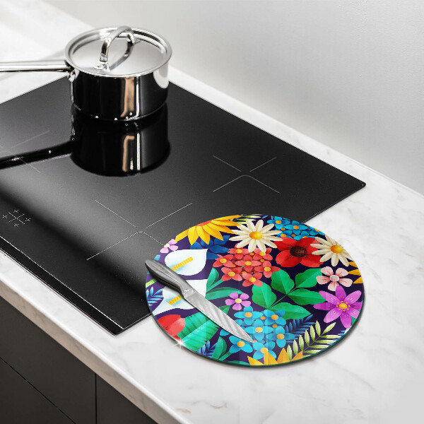 Tábua de cortar alimentos Ilustração de um prado de flores