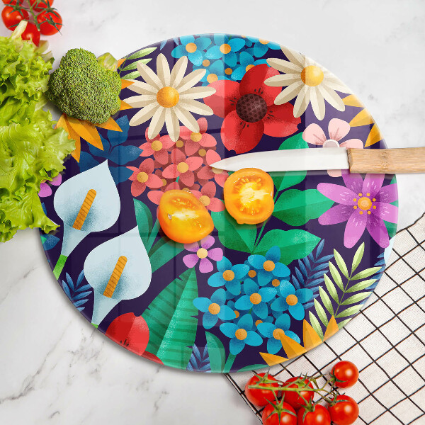 Tábua de cortar alimentos Ilustração de um prado de flores