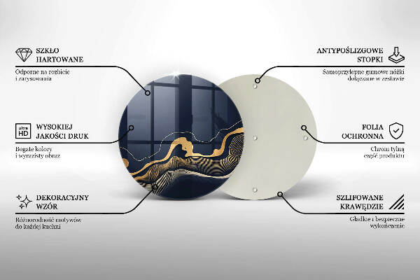 Tábua de corte de vidro Linhas douradas abstratas