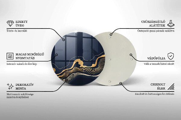 Tábua de corte de vidro Linhas douradas abstratas