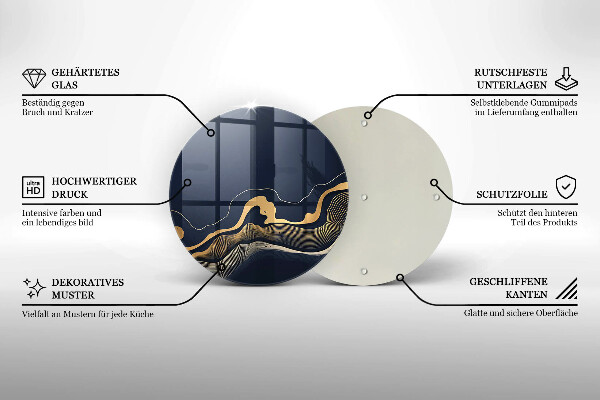 Tábua de corte de vidro Linhas douradas abstratas