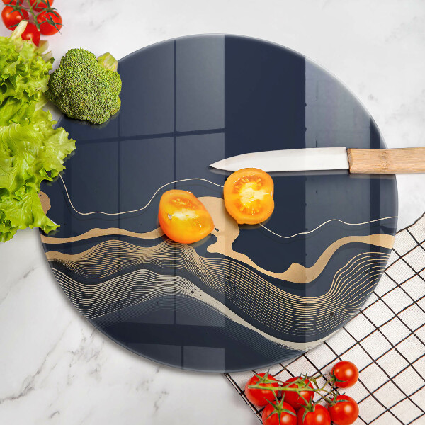 Tábua de corte de vidro Linhas douradas abstratas