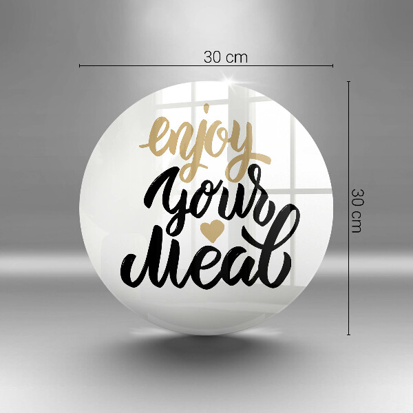 Tábua de vidro A inscrição Aproveite sua refeição