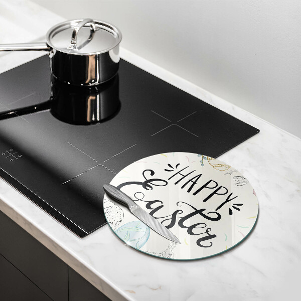 Tábua de cortar de vidro Inscrição de Feliz Páscoa