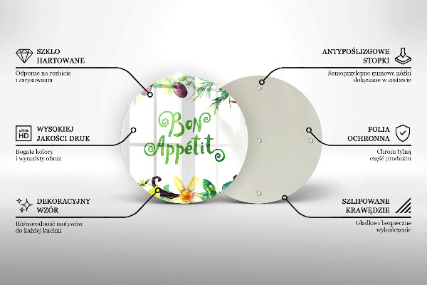 Tábua de cortar de vidro A inscrição Bon Appetit