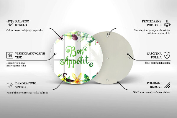 Tábua de cortar de vidro A inscrição Bon Appetit