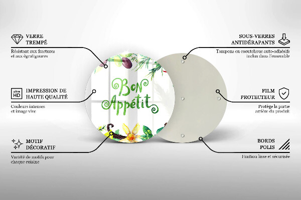 Tábua de cortar de vidro A inscrição Bon Appetit