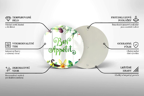 Tábua de cortar de vidro A inscrição Bon Appetit