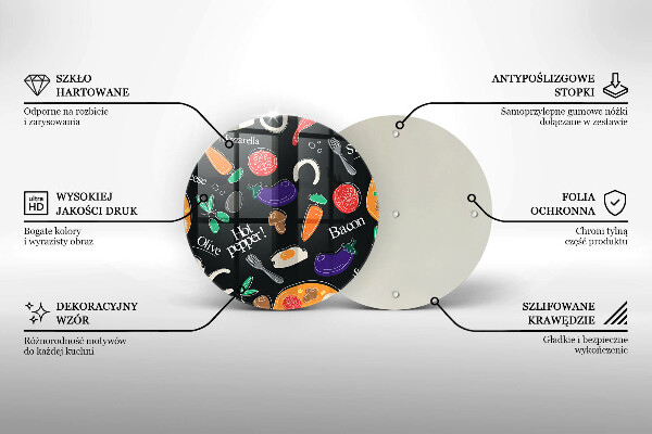 Tábua de cortar de vidro Ilustração de alimentos