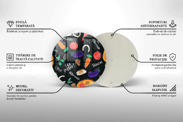 Tábua de cortar de vidro Ilustração de alimentos