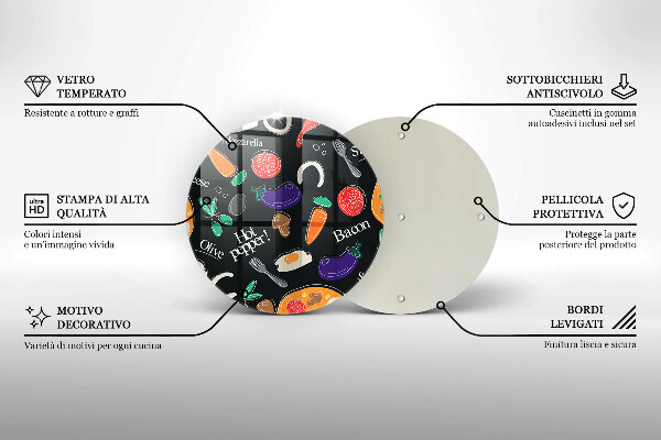 Tábua de cortar de vidro Ilustração de alimentos