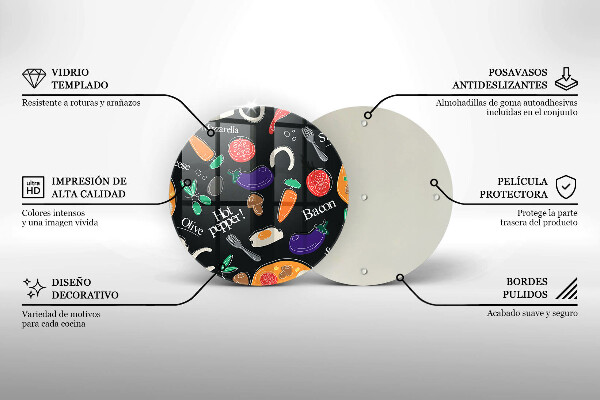 Tábua de cortar de vidro Ilustração de alimentos