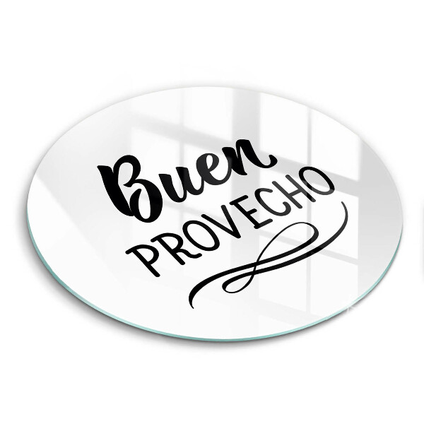 Tábua de corte de vidro A inscrição Buen provecho